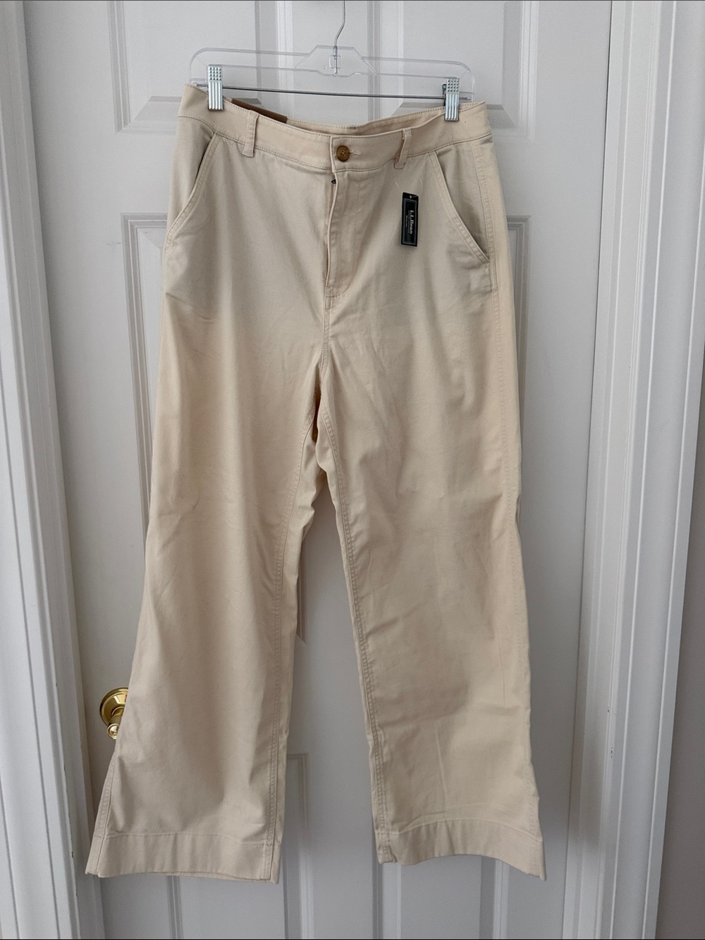 L.L. Bean Women's Cream Wide-Leg Mid-rise Pants